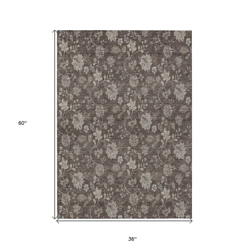 HomeRoots Floral Transitional Rectangle Outdoor Rug