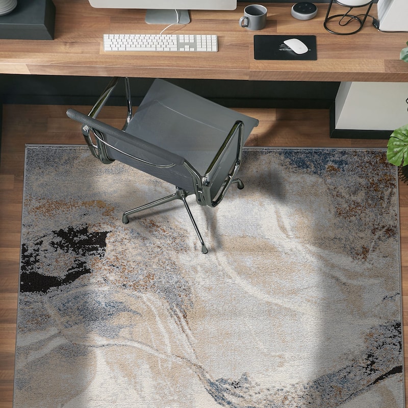 Neutral Desert Drift Area Rug for Living Room, Entryway, or Family Spaces - Easy to Clean and Comfortable Underfoot - 4' x 6'
