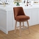 preview thumbnail 26 of 55, Boucle Polyester Upholstered Swivel Counter Stool - Foot Glides Rust Orange