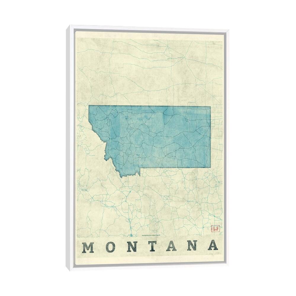 iCanvas "Montana Map" by Hubert Roguski Framed Canvas Print