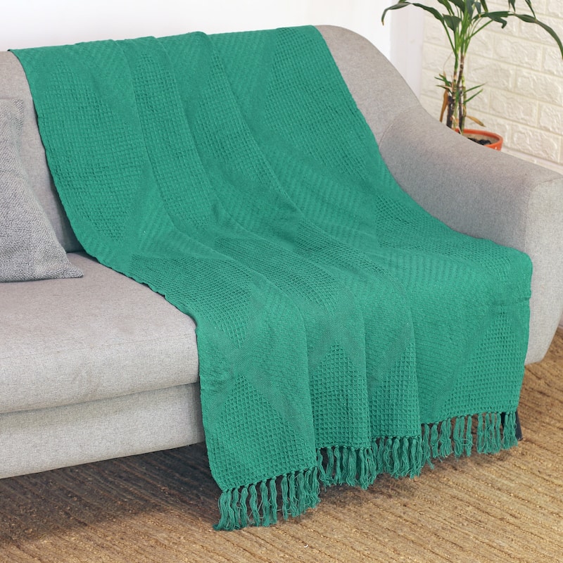 Novica Handmade Teal Desire Cotton Throw