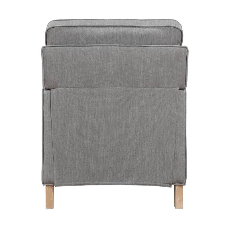 Tory Manual Push Back Recliner Chair, Light Gray, Natural Brown Wood