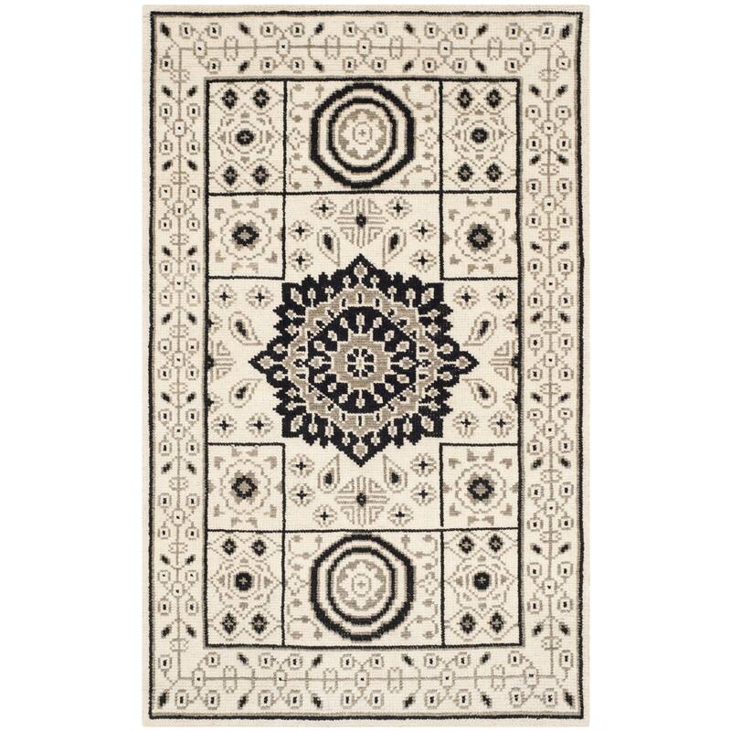 SAFAVIEH Hand-knotted Kenya Tangie Southwestern Tribal Wool Rug - 3' x 5' - Ivory/Grey