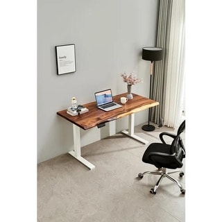 Standing Desk - White Frame, South American Walnut, Desk, Live Edge ...