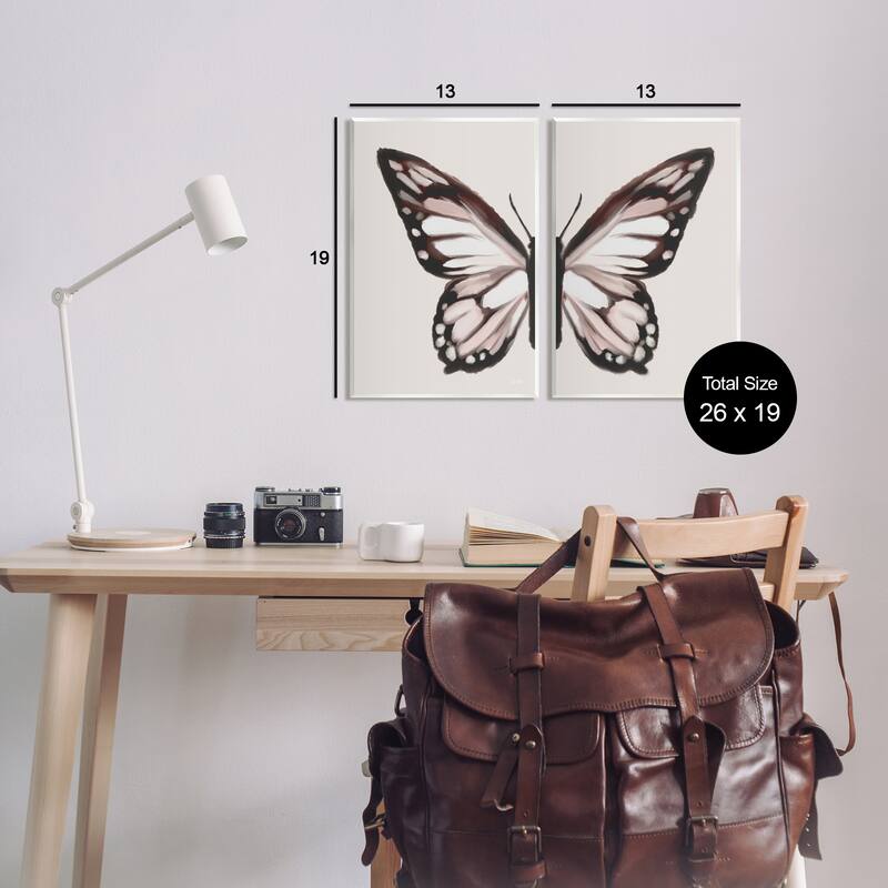 Stupell Muted Symmetrical Butterfly Wings 2 Piece Wall Plaque Art Set by House Fenway