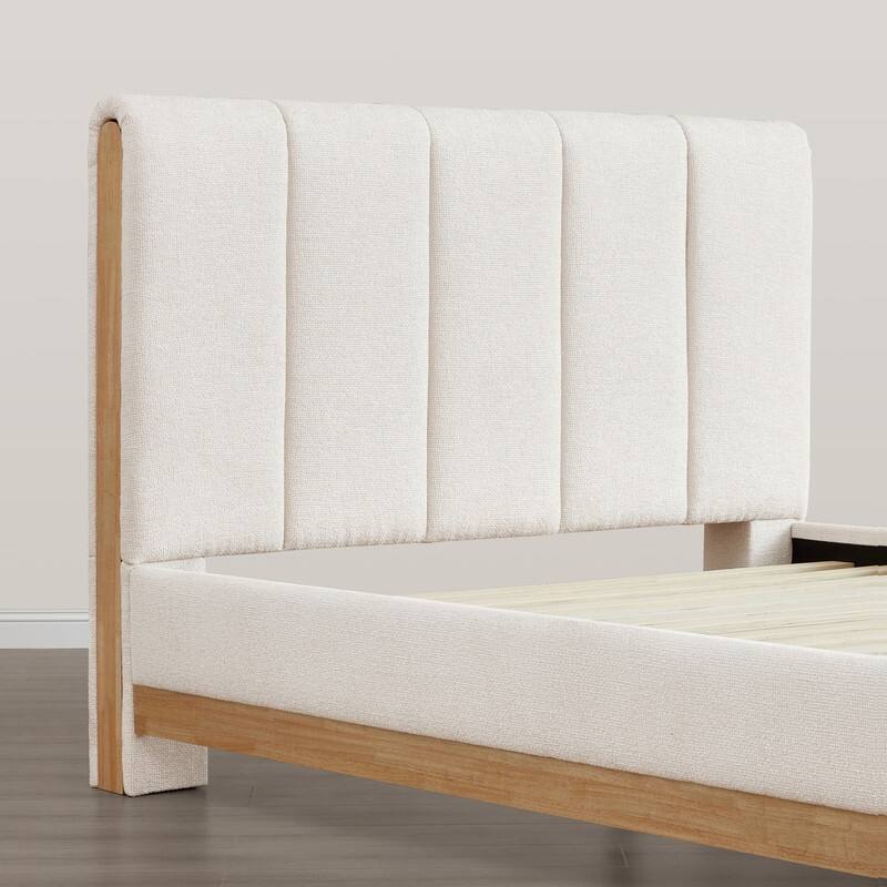 Spruce & Spring Upholstered Platform Bed with Channel-Quilted Headboard and Footboard