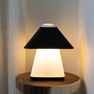 Opal 11.63" Modern Contemporary Plant-Based PLA 3D Printed Dimmable LED Table Lamp, White/Black, by JONATHAN Y
