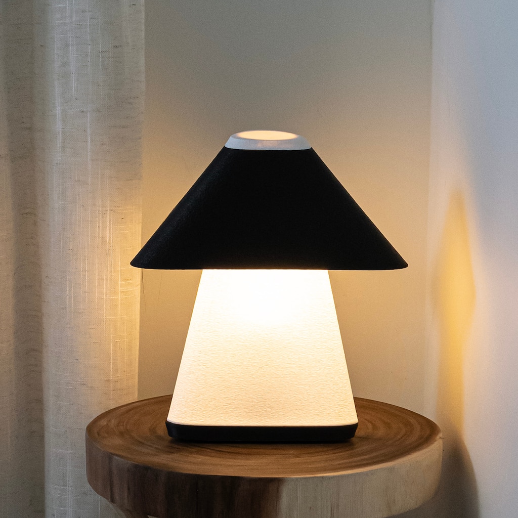 Opal 11.63" Modern Contemporary Plant-Based PLA 3D Printed Dimmable LED Table Lamp, White/Black, by JONATHAN Y
