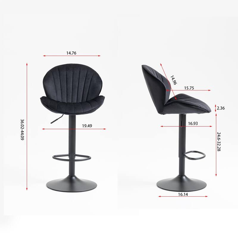 Set of 2 Adjustable Barstools with Back and Footrest