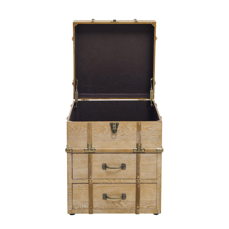 COZAYH Vintage Nightstand with Buckle Hinged Top, Linen Accent End Side Table for Living Room, Rectangle, Grey