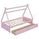preview thumbnail 8 of 12, Pink Twin Size Wood House Platform Bed with Two Drawers, Headboard and Footboard for Bedroom