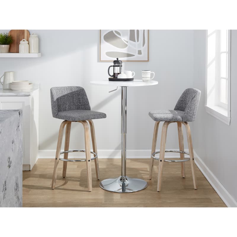 The Gray Barn Vallberga 30" Fixed-Height Bar Stool with White Washed Wood Base (Set of 2)
