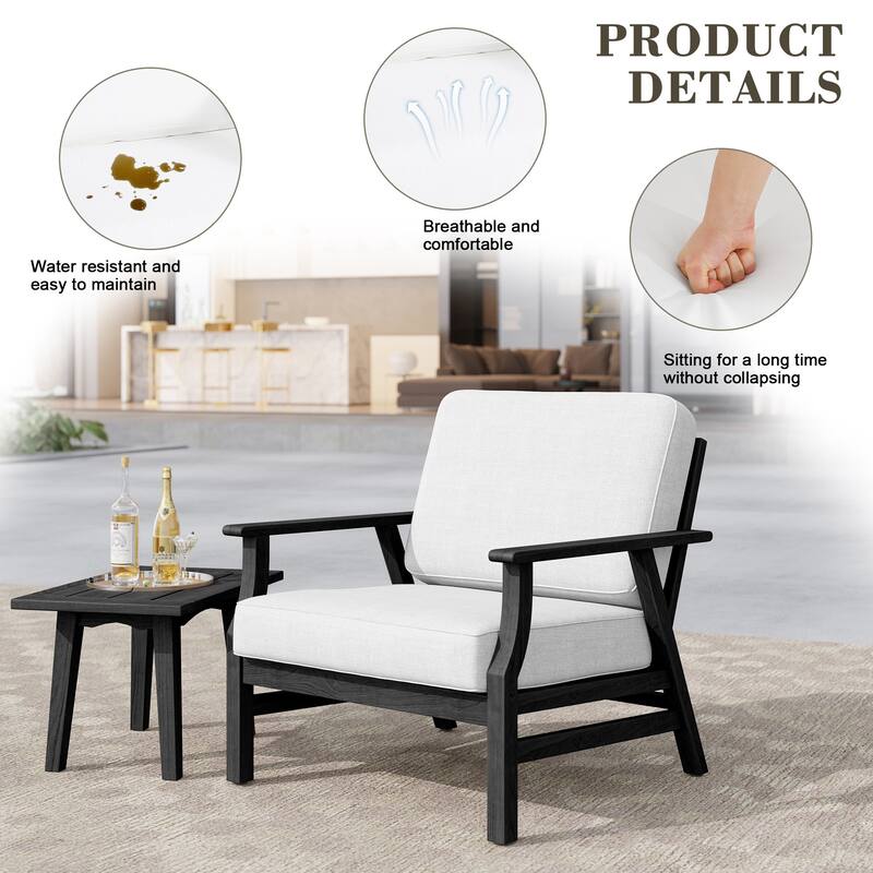 Jamie 2 Set 31" W Outdoor Acacia Wood Club Chairs with Cushions