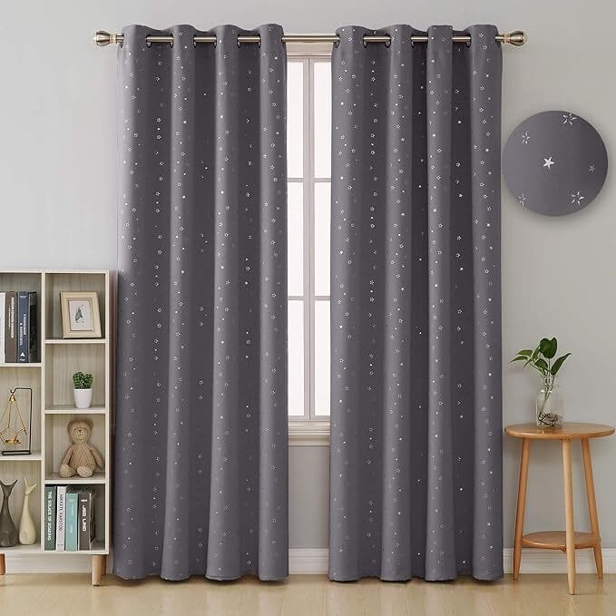 Silver Star Room Darkening Grommet Curtains 2 Panels