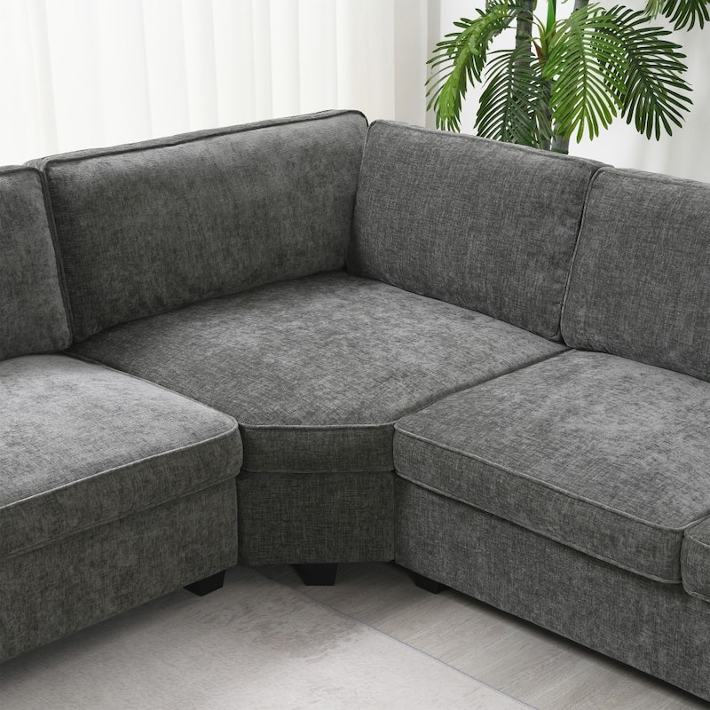 119" Modern Oversized Chenille U-shaped Sectional Sofa with Chaise Lounge with Cup Holders for Living Room