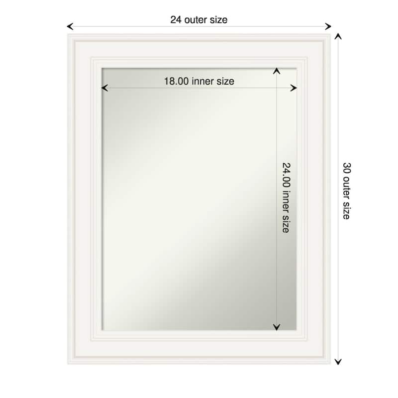 Non-Beveled Bathroom Wall Mirror - Ridge White Frame - Ridge White - 24 x 30 in