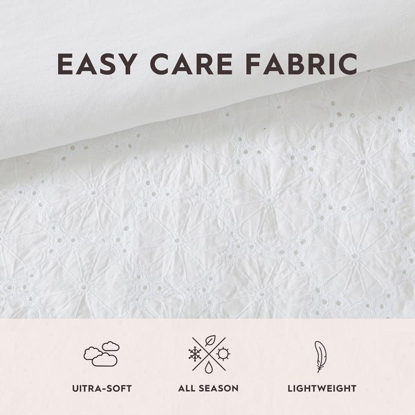 Laura Ashley Eyelet Ruffle White Microfiber Comforter Set