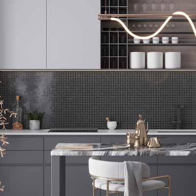 Apollo tile 12 x 12 Noir Luxe Polished Eastern Black Marble Tile (5 sq ft/case) - 5 Pack