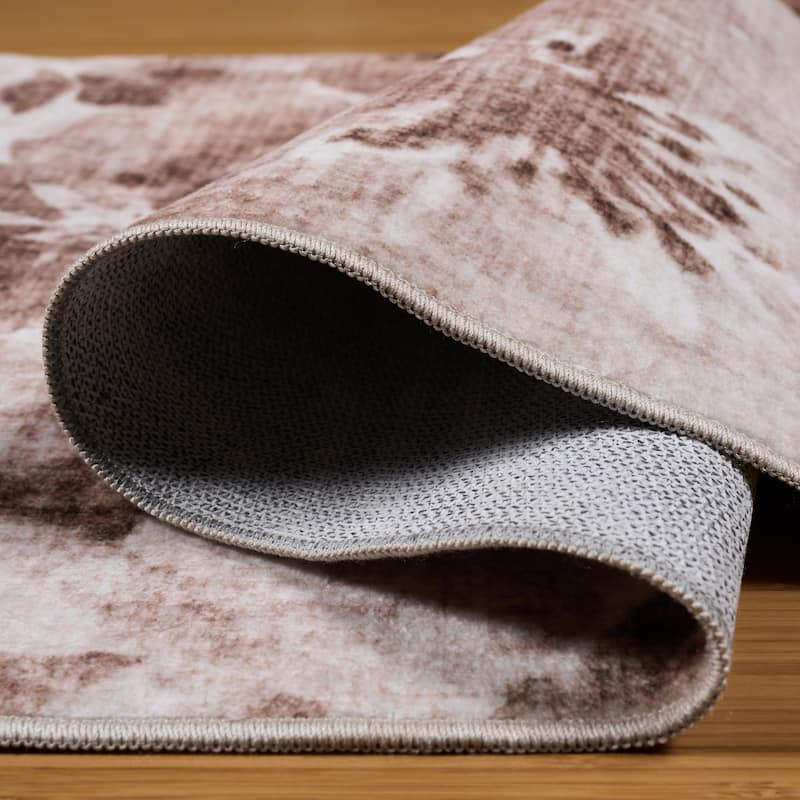 Licensed HGTV Everyday Chic Soft Flannel Zero Pile Printed Non-Slip Washable Indoor Area Rug