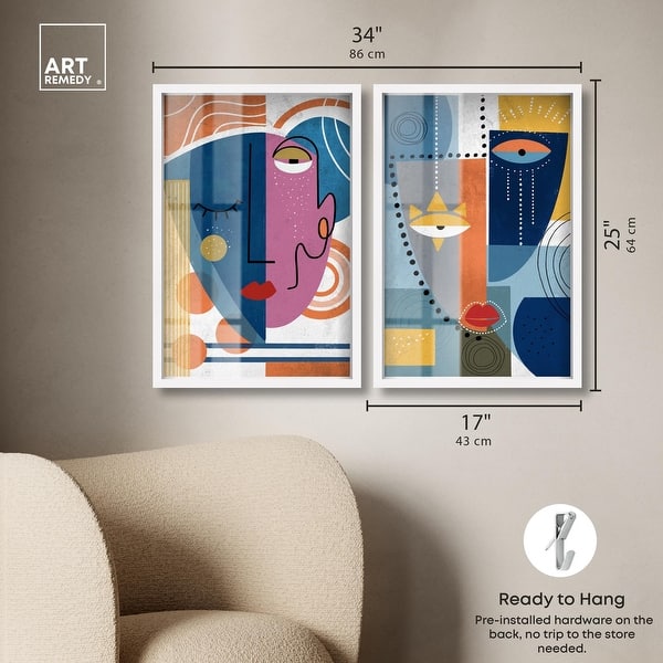 dimension image slide 9 of 18, Abstract Mask Series Living Room Set Shadowbox Print by Art Remedy
