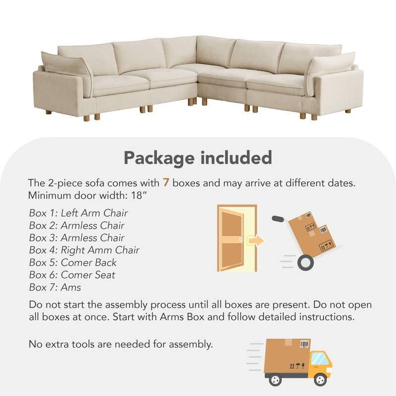 Spruce & Spring Modular Cloud Couch Sofa with Wood Legs for Living Room