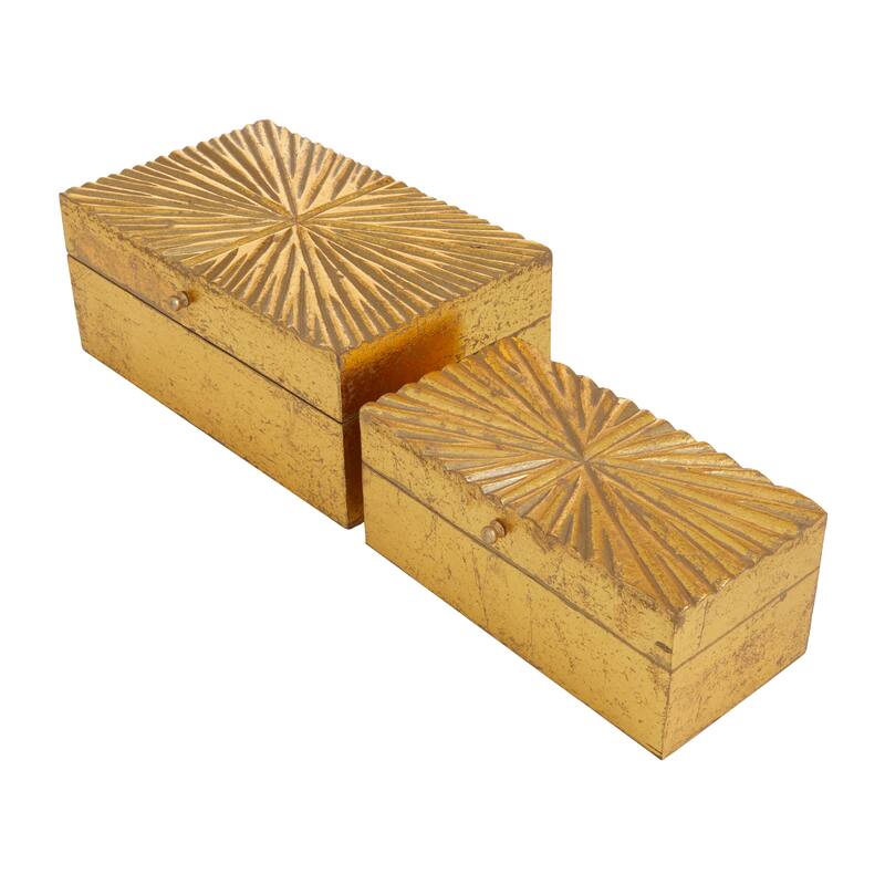 CosmoLiving by Cosmopolitan Wood Contemporary Boxes Wood 4 x 10 x 6 - S/2 10", 8"W