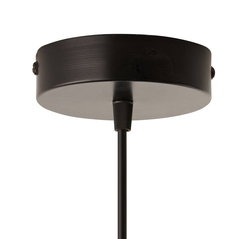 Sophia River of Goods Black Metal and Glass 9.8-Inch Pendant Light with Adjustable Hanging Cord - 9.8" x 9.8" x 9.8/68.8"
