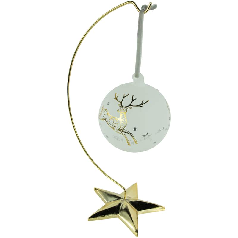 5 Point Star Metal Ornament Holder Christmas Display Stand - 12" - Gold Tone