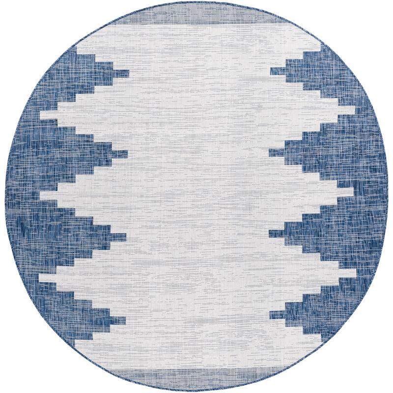 Artistic Weavers Aleida Indoor/Outdoor Modern Area Rug - 7'10" Round - Blue