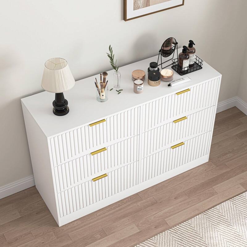 Modern 6-Drawer Dresser, Versatile Chest of Drawers for Bedroom, Living Room, Hallway, & Entryway