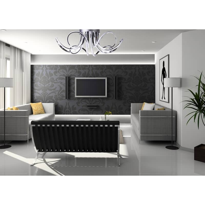 6 Petal Flower Integrated LED Dimmable Chrome Chandelier