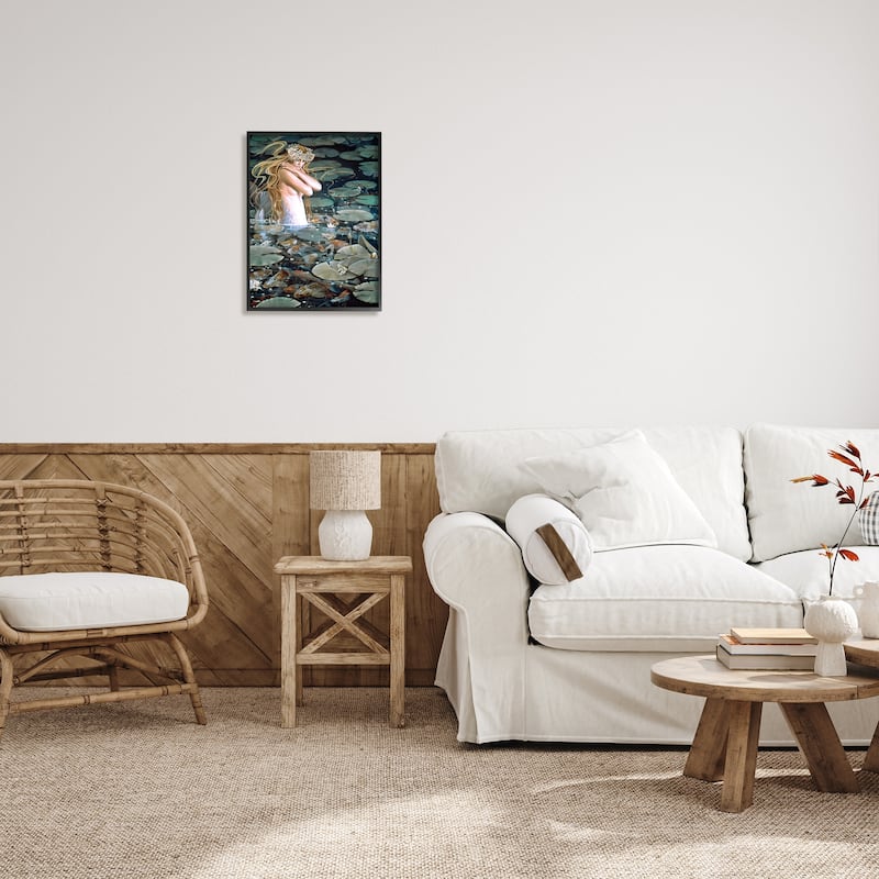 Stupell Mermaid Swimming Among Water Lilies Koi Pond Framed Wall Art, Design by Sheila Wolk - Multi