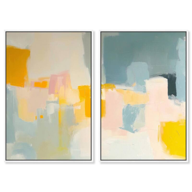 Ocean of Suns I Canvas Set of 2 by Art Remedy - 36" x 54" - White