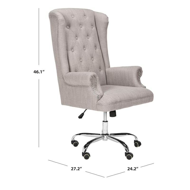 SAFAVIEH Cayetana Linen Chrome Leg Swivel Office Chair - 24Wx27Dx46H