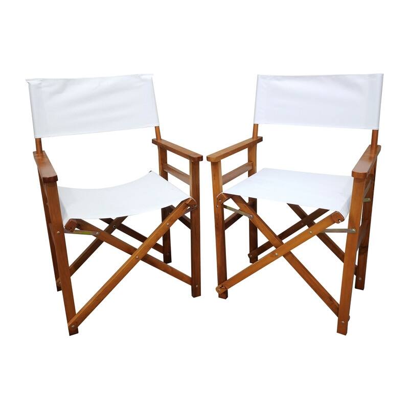 2-Piece Populus Wood & Canvas Director's Chair Set, Foldable
