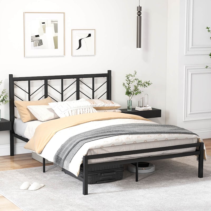 Costway Twin/Full/Queen Size Platform Bed with Headboard 11.5" Under - Queen