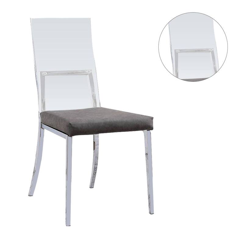 Set of 2 Acrylic and Leatherette and Metal Dining Chairs