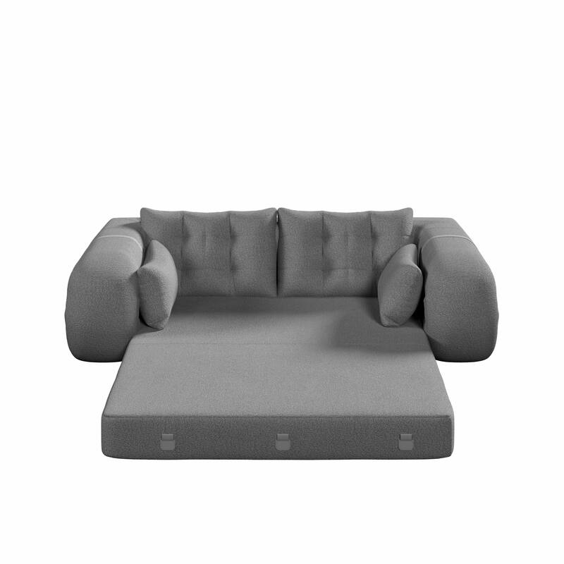 GDFStudio - Teddy Fabric 78.7" Multi-Functional Foldable Sofa Bed
