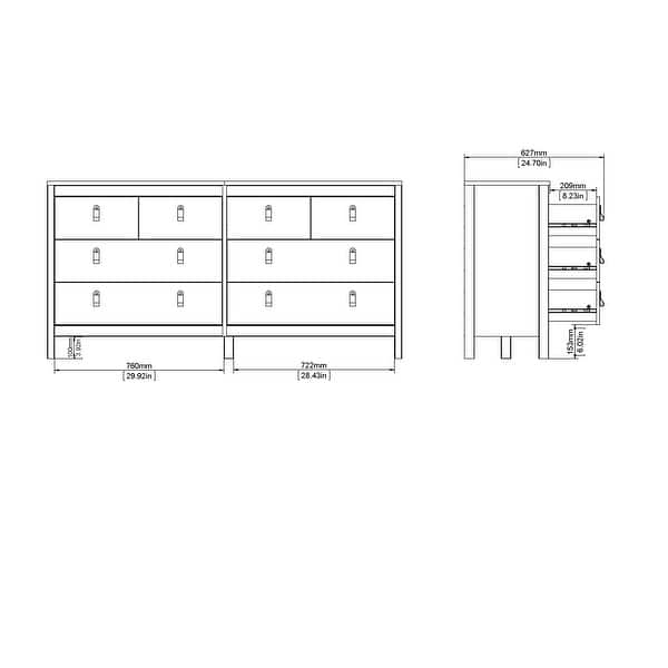 dimension image slide 2 of 3, Porch & Den Madrid 8 Drawer Double Dresser