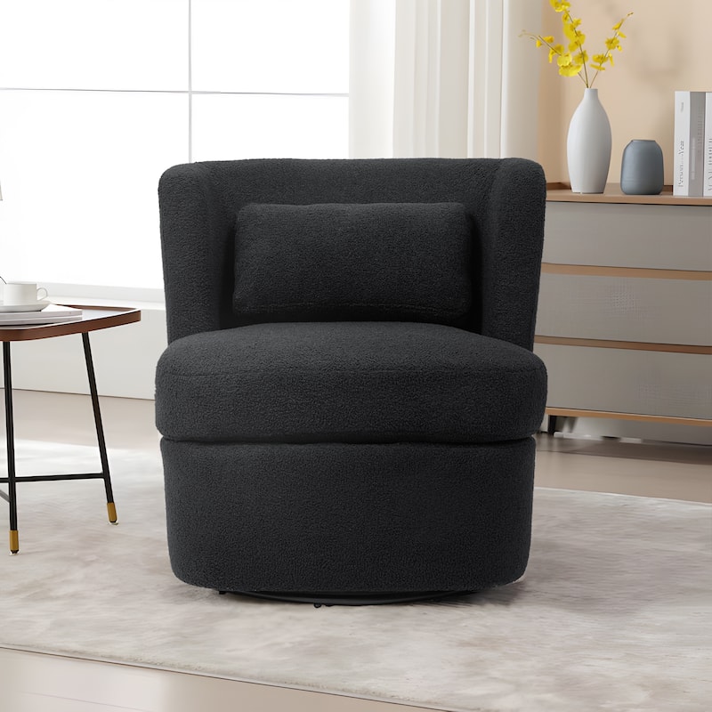 Upholstered Swivel Barrel Accent Chair