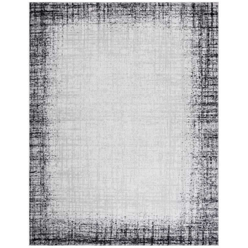 SAFAVIEH Skyler Paralee Modern Abstract Border Rug - 9' x 12' - Ivory Grey/Black