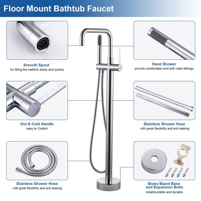 WOWOW Floor Mount Single-Handle Freestanding Tub Faucet
