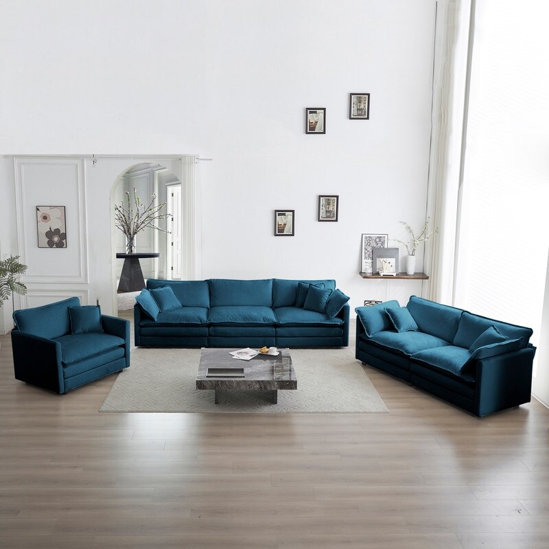 3-Piece Set Chenille Upholstered Extra Deep Seat Oversized