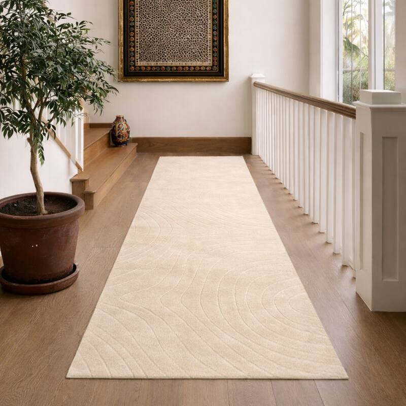 ECARPETGALLERY Somos Modern Machine Washable Area Rug - Cream - 1'10 x 6'0