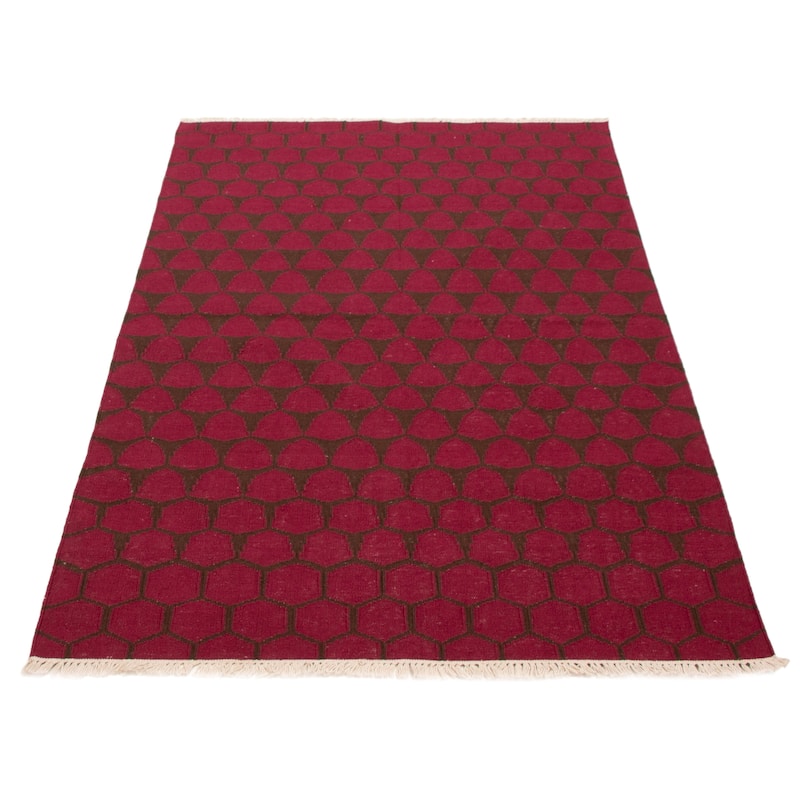 Ankara Burgundy Kilim 5'2" x 8'0" - 5'2 x 8'0