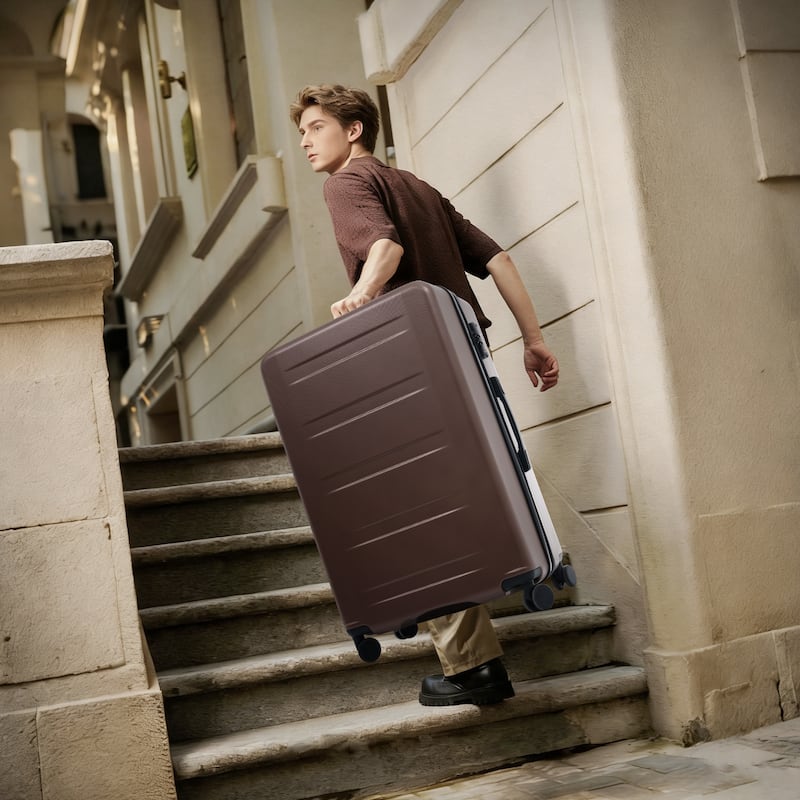 Luggage Sets 5 Piece with Front Opening, Hardside Expandable Carry On Suitcase Set with Double Spinner Wheel, with USB Port