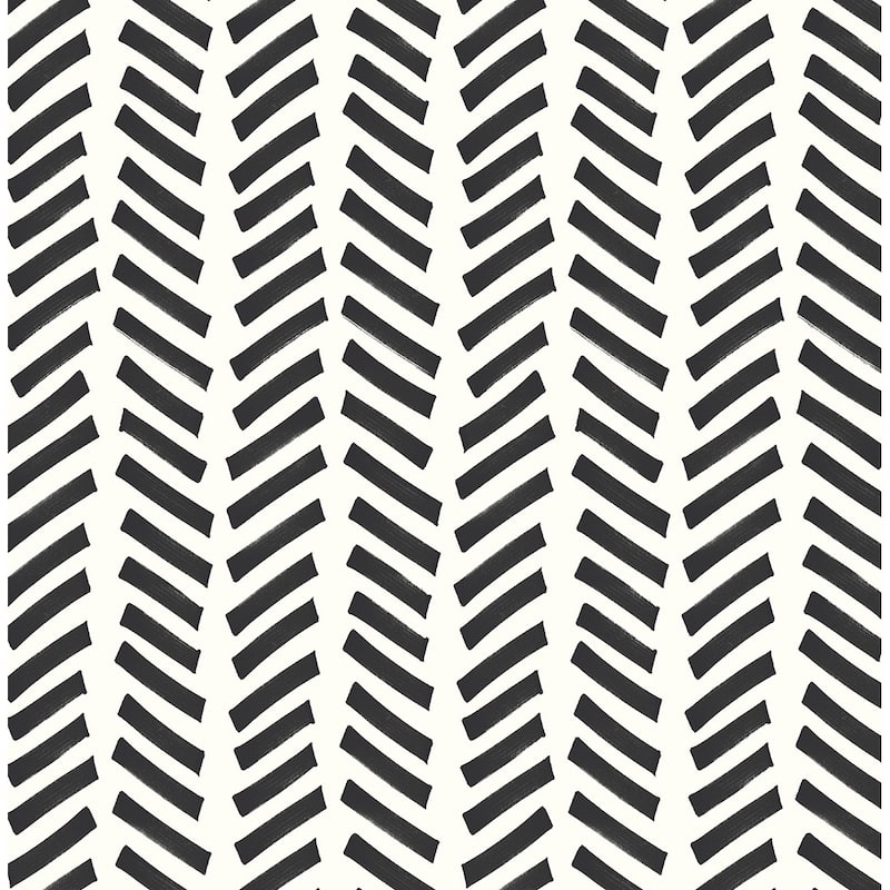NextWall Mod Chevron Peel and Stick Wallpaper - 20.5 in. W x 18 ft. L - Black & White