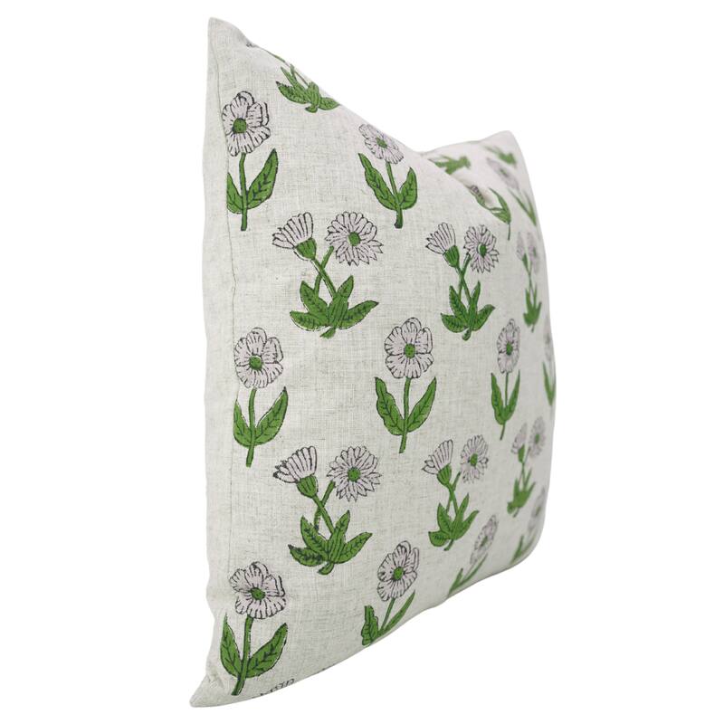 Fabdivine Handcrafted Floral Pillow Cover for Rustic Home Couch or Chair Purple Viscsoe Linen Square 16x16 Inch, Kirti