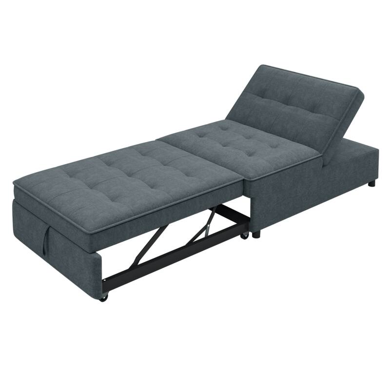 72.5" Linen 4-in-1 3-Seater Sleeper Sofa with 5-Level Adjustable Backrest And Storage Pocket