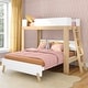 preview thumbnail 25 of 36, Max and Lily L-Shaped Twin over Queen Bunk Bed with Ladder on End Blonde/White